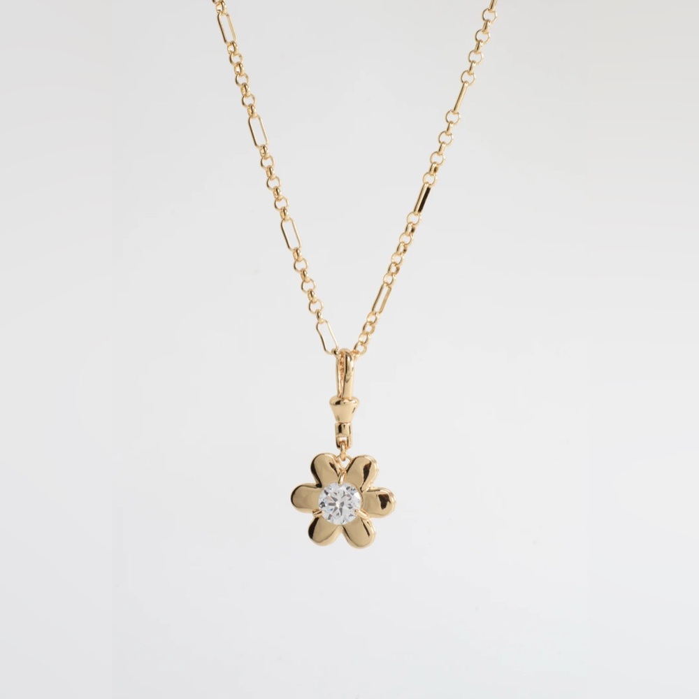 SOLD Anthropologie Gold Floral Pendant Necklace